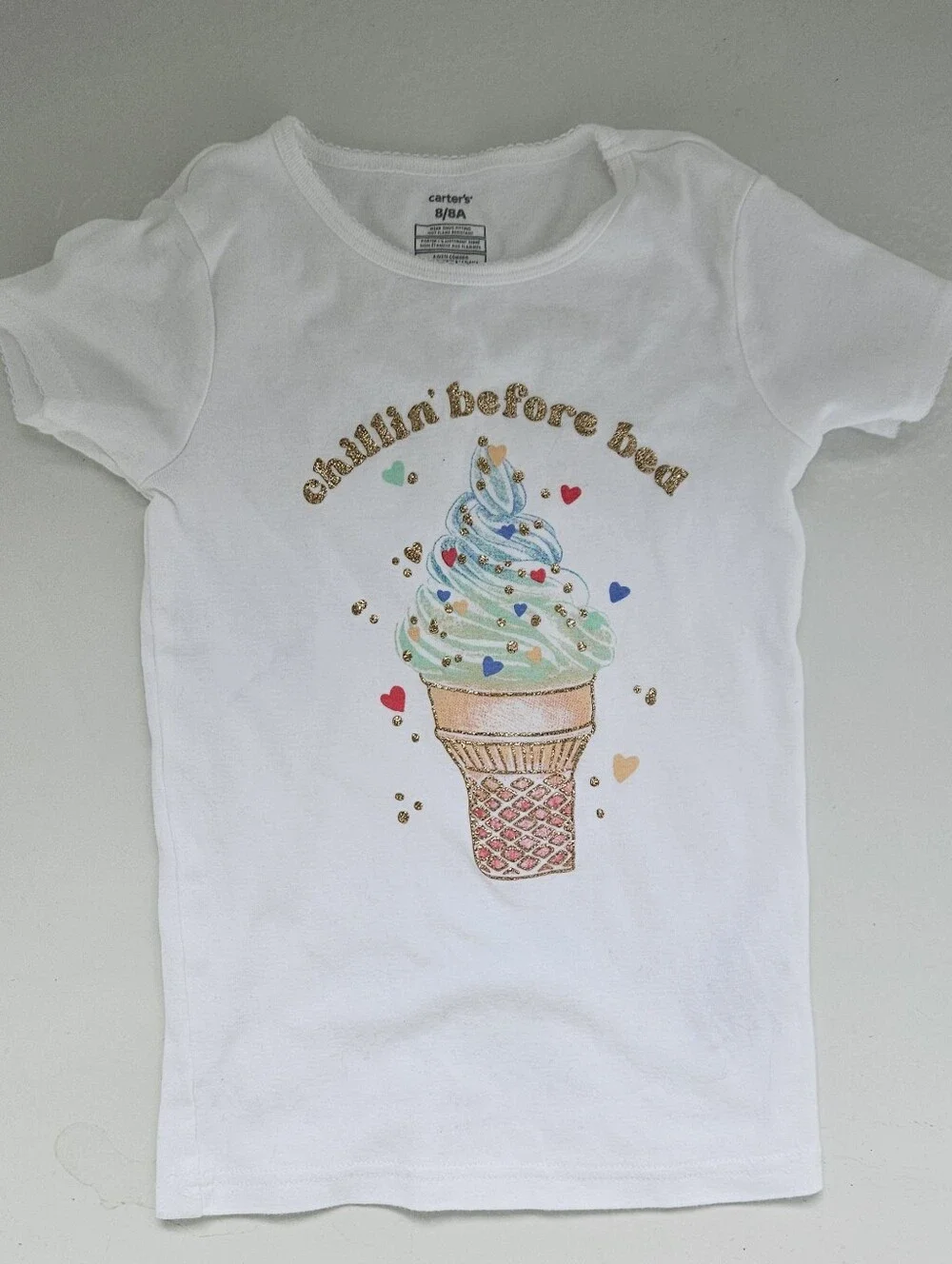 Carter's Kids Ice Cream Graphic Pajama Tee Set Size 8